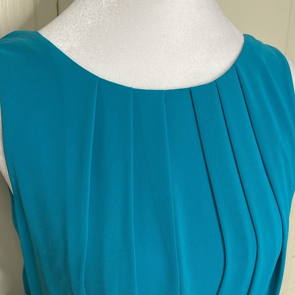 Jessica Simpson Women’s Turquoise Belted Chiffon Eyelet Layered Dress Sz 10 - Picture 4 of 13
